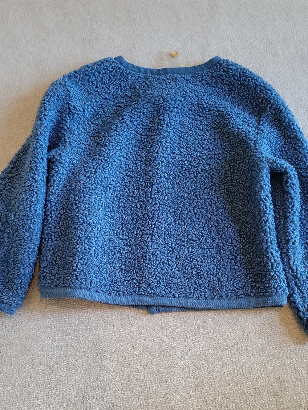 Fluffy Teddybear Textured Fleece Jacket w Gold Buttons - Picture 7 of 7